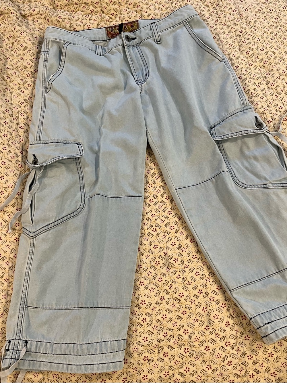 PUKA Light Blue Women’s Cargo Jeans Casual Utility Style